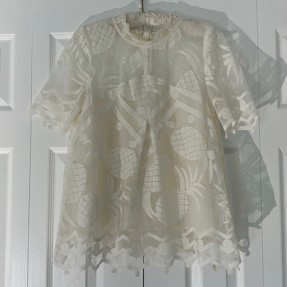 Anthropologie HD in Paris lace shirt in pineapple pattern